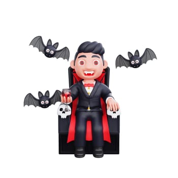 3d cute character halloween vampire scary design illustration