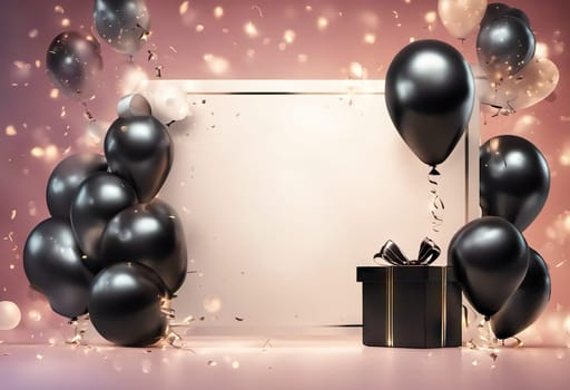 gift boxes with balloons on background, Great discount and sale promotion concept