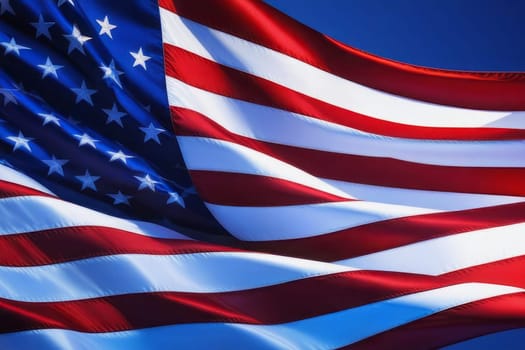 The close-up view of the American flag highlights its symbolic significance and historical importance, evoking a sense of unity and liberty