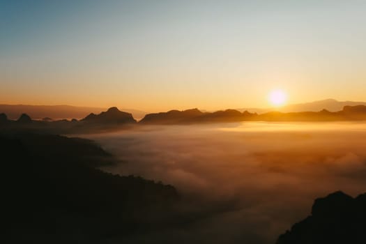 The sea of fog at Phuphamok,This mountain is located in Pang Mapha District, Mae Hong Son Province.Thailand.