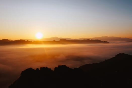 The sea of fog at Phuphamok,This mountain is located in Pang Mapha District, Mae Hong Son Province.Thailand.
