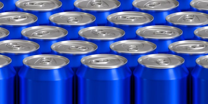 Blue Canned storage background Aluminum can drinks or soda aluminum can