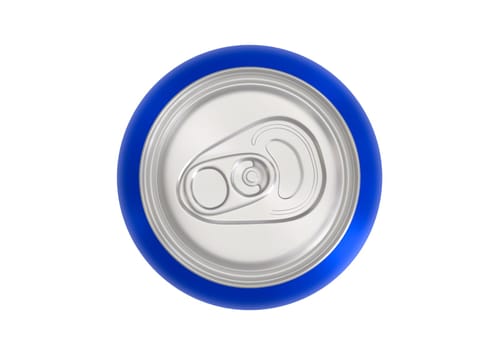 Blue soda aluminum can on white background
