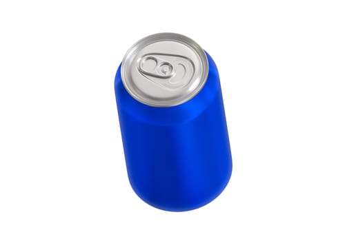 Blue soda aluminum can on white background