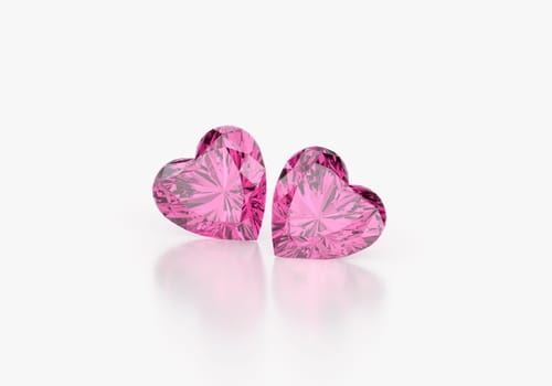 Pink heart shape diamond with high quality on a white background