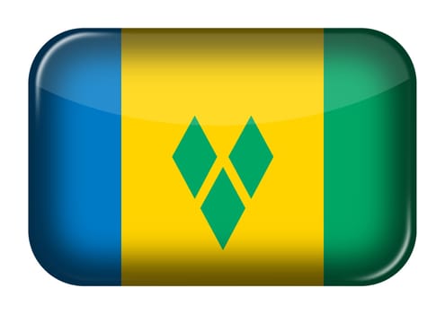 A Saint Vincent and the Grenadines web icon rectangle button with clipping path blue yellow green stripes diamonds