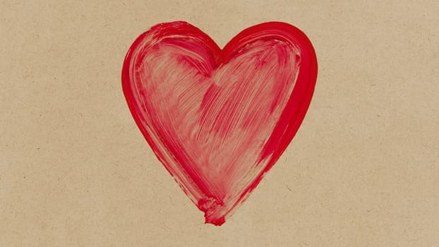 Old sheet of paper with a painted heart