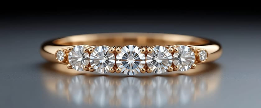 Gleaming gold embraces a constellation of diamonds, casting reflections in soft whispers. Elegance and warmth intertwine, evoking a sense of timeless romance and cherished moments. Each sparkle tells a story of love and promise.