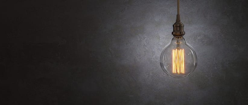Vintage led lightbulb dark background 3d