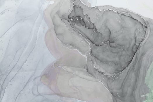 This captivating abstract artwork features flowing alcohol ink in various shades of gray, creating dynamic patterns and textures that evoke a sense of depth and movement.