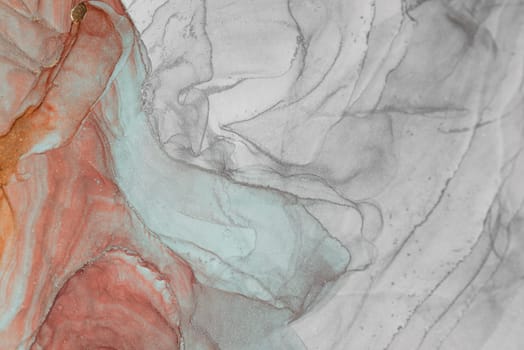 This artwork showcases a mesmerizing blend of warm and cool tones created with alcohol ink. Swirling patterns in shades of red, blue, and gray evoke a sense of harmony and fluidity.