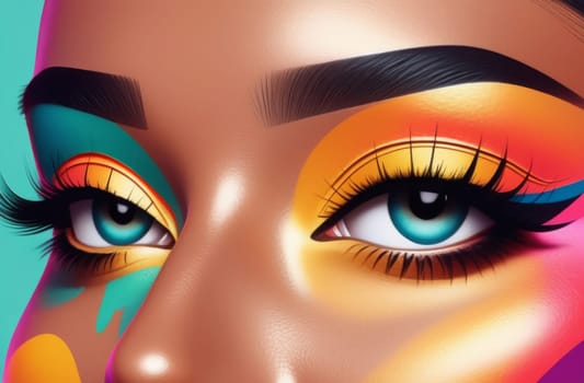 Woman with colored makeup Closeup of eyes