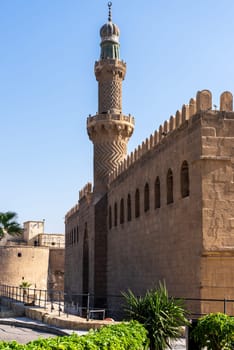 Small minaret at the Alabaster Mosque or Mosque of Muhammad Ali Pasha in the Saladin Citadel in Cairo Egypt