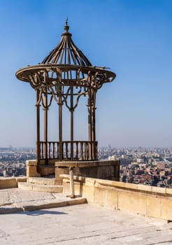 Ornate overlook at Alabaster Mosque or Mosque of Muhammad Ali Pasha in the Saladin Citadel in Cairo Egypt