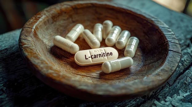 pills on the table l-carnitine. Selective focus.
