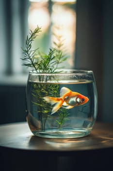 goldfish on the table. selective focus.