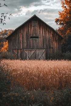 grain storage hangar on the farm. selective focus.
