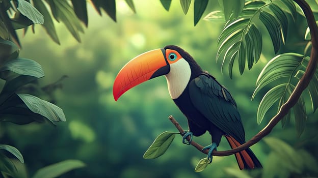 Toucan bird on a branch. selective focus.