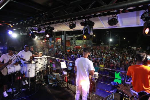 salvador, bahia, brazil - april 23, 2023: precursion band during micareta in the city of Feira de Santana.