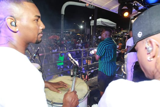 salvador, bahia, brazil - april 23, 2023: precursion band during micareta in the city of Feira de Santana.