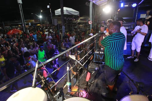 salvador, bahia, brazil - april 23, 2023: precursion band during micareta in the city of Feira de Santana.