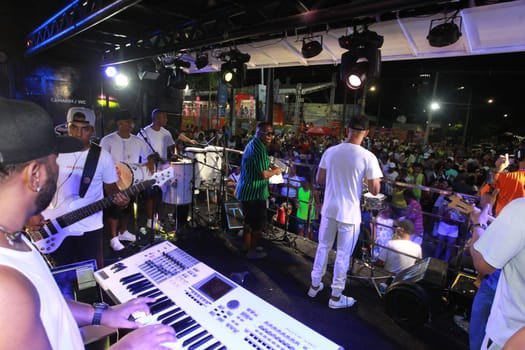 salvador, bahia, brazil - april 23, 2023: precursion band during micareta in the city of Feira de Santana.