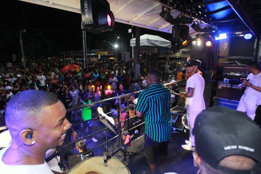 salvador, bahia, brazil - april 23, 2023: precursion band during micareta in the city of Feira de Santana.