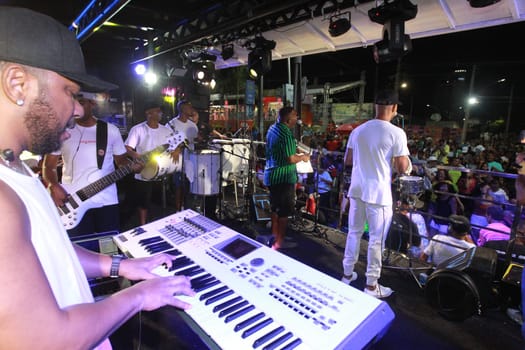 salvador, bahia, brazil - april 23, 2023: precursion band during micareta in the city of Feira de Santana.