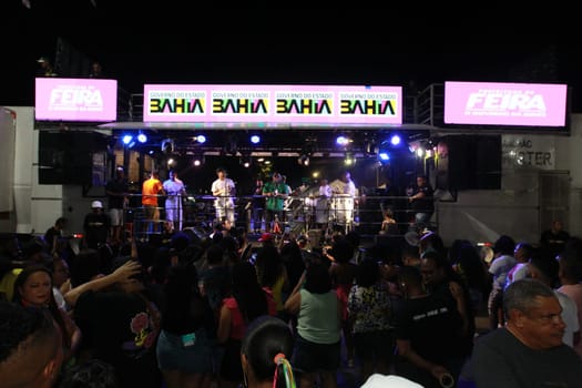 salvador, bahia, brazil - april 23, 2023: precursion band during micareta in the city of Feira de Santana.