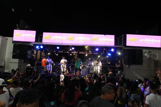 salvador, bahia, brazil - april 23, 2023: precursion band during micareta in the city of Feira de Santana.