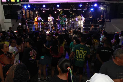 salvador, bahia, brazil - april 23, 2023: precursion band during micareta in the city of Feira de Santana.