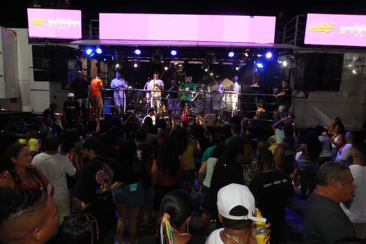 salvador, bahia, brazil - april 23, 2023: precursion band during micareta in the city of Feira de Santana.