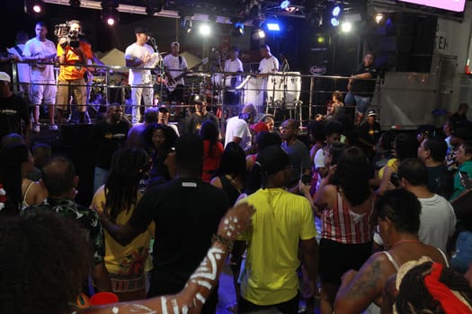 salvador, bahia, brazil - april 23, 2023: precursion band during micareta in the city of Feira de Santana.