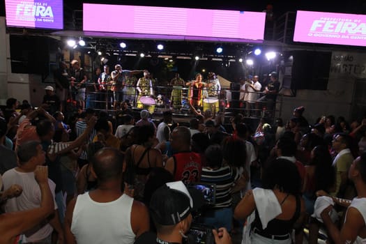 salvador, bahia, brazil - april 23, 2023: precursion band during micareta in the city of Feira de Santana.