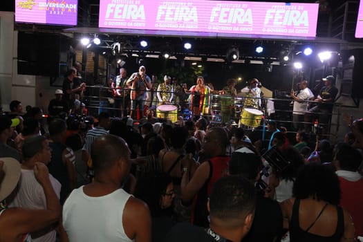 salvador, bahia, brazil - april 23, 2023: precursion band during micareta in the city of Feira de Santana.