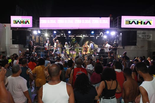 salvador, bahia, brazil - april 23, 2023: precursion band during micareta in the city of Feira de Santana.