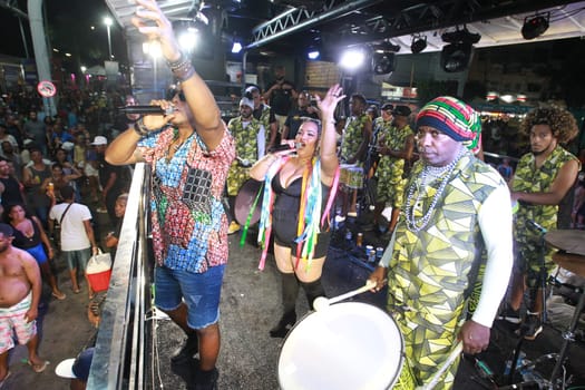 salvador, bahia, brazil - april 23, 2023: precursion band during micareta in the city of Feira de Santana.