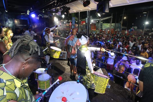 salvador, bahia, brazil - april 23, 2023: precursion band during micareta in the city of Feira de Santana.