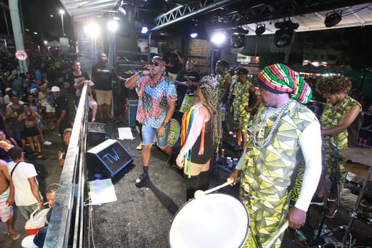 salvador, bahia, brazil - april 23, 2023: precursion band during micareta in the city of Feira de Santana.