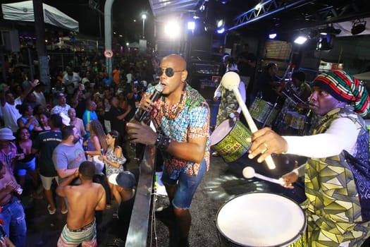 salvador, bahia, brazil - april 23, 2023: precursion band during micareta in the city of Feira de Santana.