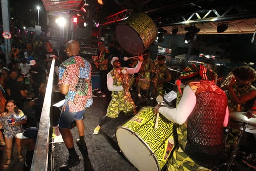 salvador, bahia, brazil - april 23, 2023: precursion band during micareta in the city of Feira de Santana.