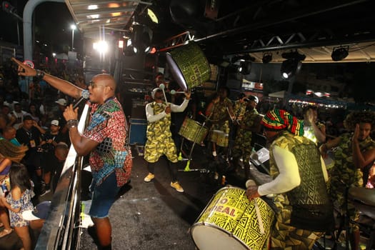 salvador, bahia, brazil - april 23, 2023: precursion band during micareta in the city of Feira de Santana.