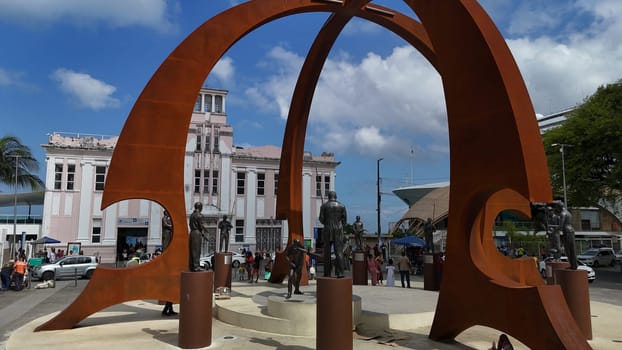 salvador, bahia, brazil - december 17, 2024: view of the monument to capoeiristas in the Comercio neighborhood in the city of Salvador.