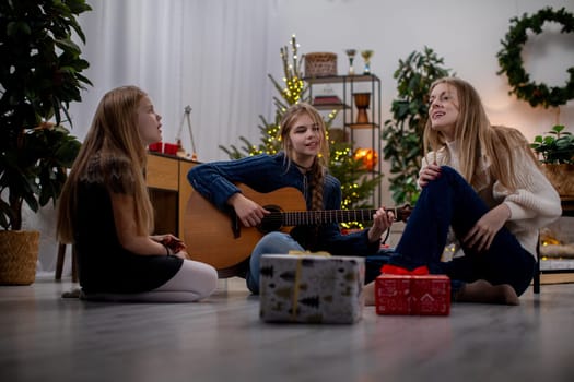 A joyful family gathering at Christmas filled with music, wonderful gifts, and the delightful festive spirit