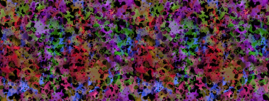 Seamless pattern with abstract creative blots and splashes painted with gouache for paint box design