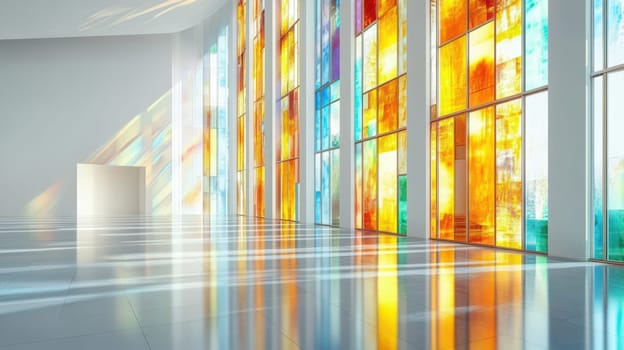 Stained glass window in a modern buildings