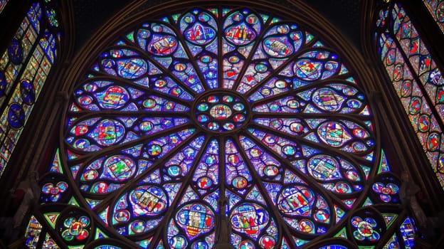 Colorful stained glass windows in a cathedral