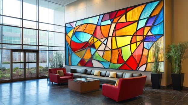 Stained glass window in a modern buildings