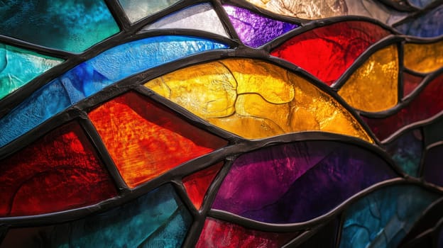 Abstract stained glass pattern in vibrant color