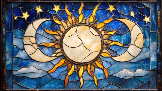 Stained glass with celestial designs